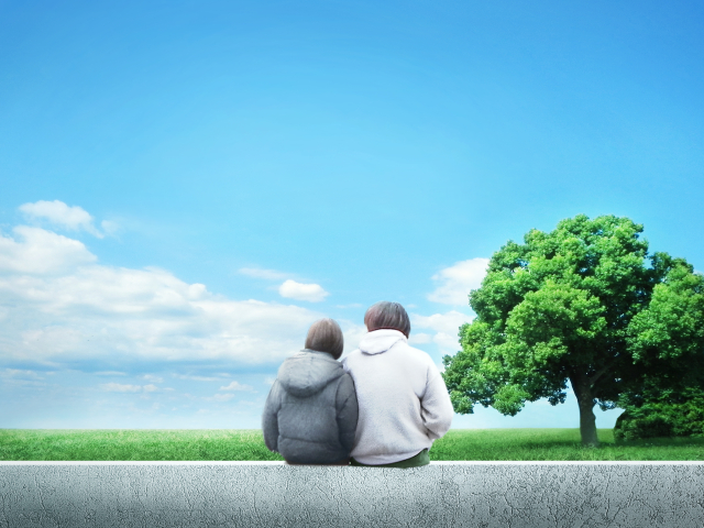 自然の中のカップル